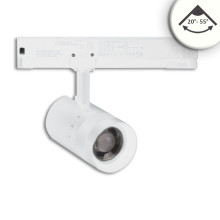 ISOLED 3-Phasen Schienen-Strahler fokussierbar, 12W, 20°-55°, weiß matt, 4000K, DALI dimmbar