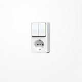 Jung 675AWW SCHUKO-Steckdose 16 A 250 V ~ mit Serienschalter 10 AX 250 V ~, AP 600, alpinweiß