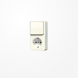 Jung 676A SCHUKO-Steckdose 16 A 250 V ~ mit Schalter Universal Aus-Wechsel 10 AX 250 V ~, AP 600, weiß