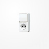 Jung 676AWW SCHUKO-Steckdose 16 A 250 V ~ mit Schalter Universal Aus-Wechsel 10 AX 250 V ~, AP 600, alpinweiß