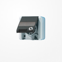 Jung 820NAWSL SCHUKO-Steckdose, mit Schriftfeld, Klappdeckel, mit Sicherheitsschloss, IP 44, WG 800