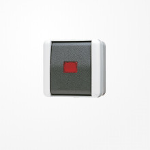 Jung 834W Taster, 1-pol. Schließer mit separaten Meldekontakten, 10 A 250 V ~, IP 44, WG 800