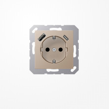 Jung A1520-15CACH SCHUKO-Steckdose 16 A, mit USB-Ladegerät 1xTyp A + 1xTyp C, SAFETY+, Serie A, champagner