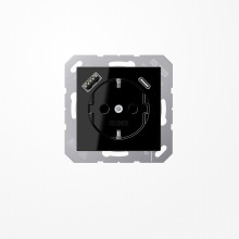 Jung A1520-15CASW SCHUKO-Steckdose 16 A, mit USB-Ladegerät 1xTyp A + 1xTyp C, SAFETY+, Serie A, schwarz