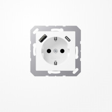 Jung A1520-15CAWWM SCHUKO-Steckdose 16 A, mit USB-Ladegerät 1xTyp A + 1xTyp C, SAFETY+, Serie A, schneeweiß matt