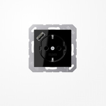 Jung A1520-18ASW SCHUKO-Steckdose 16 A, mit USB-Ladegerät 1xTyp A, SAFETY+, Serie A, schwarz