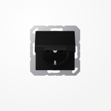 Jung A1520BFKIKLSWM SCHUKO-Steckdose, 16 A 250 V ~, SAFETY+, Klappdeckel, Thermoplast lackiert, Serie A, graphitschwarz matt