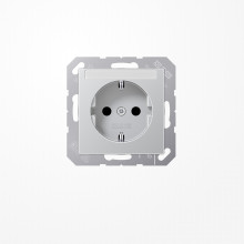 Jung A1520BFKINAAL SCHUKO-Steckdose, 16 A 250 V ~, mit Schriftfeld, SAFETY+, Thermoplast lackiert, Serie A, aluminium