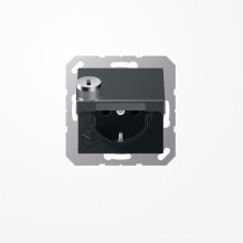 Jung A1520BFKLSLANM SCHUKO-Steckdose, 16 A 250 V ~, SAFETY+, Klappdeckel, mit Sicherheitsschloss, Thermoplast lackiert, Serie A, anthrazit matt