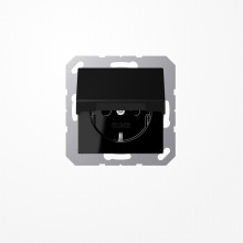 Jung A1520BFKLSWM SCHUKO-Steckdose, 16 A 250 V ~, Klappdeckel, Thermoplast lackiert, Serie A, graphitschwarz matt