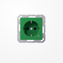 Jung A1520BFKOGN SCHUKO-Steckdose, 16 A 250 V ~, mit Funktionsanzeige, SAFETY+, Thermoplast, Serie AS/A, grün (für SV)