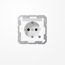 Jung A1520BFNAKOWW SCHUKO-Steckdose, 16 A 250 V ~, mit Funktionsanzeige, mit Schriftfeld, SAFETY+, Thermoplast, Serie AS/A, alpinweiß