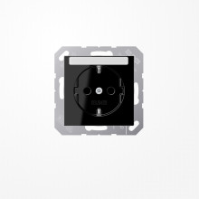 Jung A1520BFNASW SCHUKO-Steckdose, 16 A 250 V ~, mit Schriftfeld, Thermoplast, Serie A, schwarz