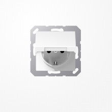 Jung A1520KIKLWW SCHUKO-Steckdose, 16 A 250 V ~, SAFETY+, Klappdeckel, Duroplast, Serie A, alpinweiß
