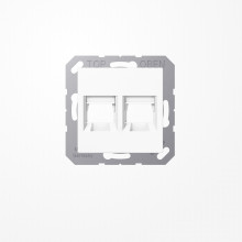 Jung A1569-2WEWW Abdeckung (gerastet) für Modular-Jack-Steckbuchsen, 2fach, UMA-CAT6A, RADIALL, Panduit, Assmann, Serie AS/A, alpinweiß