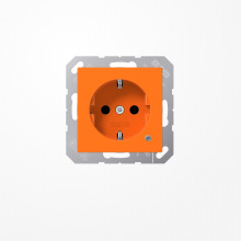 Jung ABA1520BFKOO SCHUKO-Steckdose, 16 A 250 V ~, mit Funktionsanzeige, SAFETY+, Thermoplast antibakteriell, Serie AS/A, orange (für ZSV)