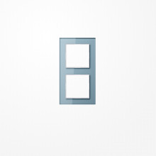 Jung AC582GLBLGR Glasrahmen 2fach, senkrechte und waagerechte Montage, Glas, A CREATION, blaugrau