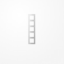 Jung AC585GLWW Glasrahmen 5fach, senkrechte und waagerechte Montage, Glas, A CREATION, alpinweiß (Glas)