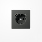 Jung AL1520-15CAAN SCHUKO-Steckdose 16 A 250 V ~, mit USB-Ladegerät 1xTyp A + 1xTyp C, SAFETY+, Serie LS, anthrazit