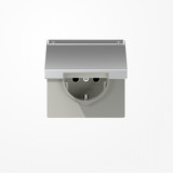 Jung AL1520NAKL SCHUKO-Steckdose, 16 A 250 V ~, mit Schriftfeld, SAFETY+, Klappdeckel, Serie LS, Aluminium