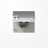 Jung AL1520NAKLSL SCHUKO-Steckdose, 16 A 250 V ~, mit Schriftfeld, SAFETY+, Klappdeckel, mit Sicherheitsschloss, Thermoplast lackiert, Serie LS, Aluminium