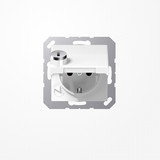 Jung AS1520BFKLSLWW SCHUKO-Steckdose, 16 A 250 V ~, SAFETY+, Klappdeckel, mit Sicherheitsschloss, Thermoplast, Serie AS, alpinweiß
