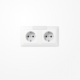 Jung AS1522NAWW Kabelkanal-SCHUKO-Steckdose, 2fach, 16 A 250 V ~, mit Schriftfeld, Duroplast, Serie AS, alpinweiß