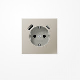 Jung ES1520-15CA SCHUKO-Steckdose 16 A 250 V ~, mit USB-Ladegerät 1xTyp A + 1xTyp C, SAFETY+, Serie LS, Edelstahl