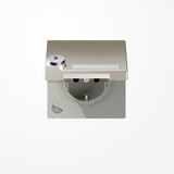 Jung ES1520NAKLSL SCHUKO-Steckdose, 16 A 250 V ~, mit Schriftfeld, SAFETY+, Klappdeckel, mit Sicherheitsschloss, Thermoplast lackiert, Serie LS, Edelstahl