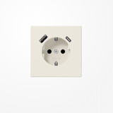 Jung LS1520-15CA SCHUKO-Steckdose 16 A 250 V ~, mit USB-Ladegerät 1xTyp A + 1xTyp C, SAFETY+, Serie LS, weiß