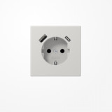 Jung LS1520-15CALG SCHUKO-Steckdose 16 A 250 V ~, mit USB-Ladegerät 1xTyp A + 1xTyp C, SAFETY+, Serie LS, lichtgrau