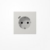 Jung LS1520-18CLG SCHUKO-Steckdose 16 A, mit USB-Ladegerät 1xTyp C, SAFETY+, Serie LS, lichtgrau