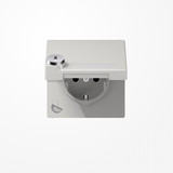 Jung LS1520NAKLSLLG SCHUKO-Steckdose, 16 A 250 V ~, mit Schriftfeld, SAFETY+, Klappdeckel, mit Sicherheitsschloss, Thermoplast, Serie LS, lichtgrau
