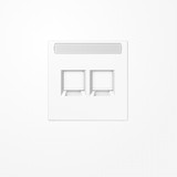 Jung LS1969-2NAWEWW Abdeckung (gerastet) für Modular-Jack-Steckbuchsen, 2fach, UMA-CAT6A, RADIALL, Panduit, Assmann, mit Schriftfeld, Serie LS, alpinweiß