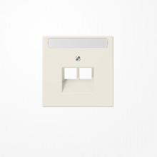 Jung LS969-2NAUA Abdeckung für IAE/UAE-Anschlussdosen, 2x8-polig, mit Schriftfeld, Serie LS, weiß