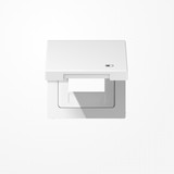 Jung LS990BFKLUSBWW Klappdeckel (mit Rückstellfeder), Symbol Charger, senkrechte und waagerechte Montage, Serie LS, alpinweiß