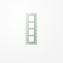 Jung LSP984GLAS Glasrahmen 4fach, senkrechte und waagerechte Montage, Glas, LS PLUS, mattweiß