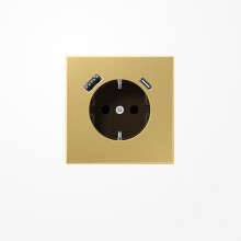 Jung ME1520-15CAC SCHUKO-Steckdose 16 A 250 V ~, mit USB-Ladegerät 1xTyp A + 1xTyp C, SAFETY+, Serie LS, Messing classic