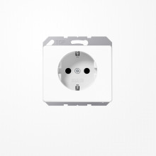 Jung SL520KIWW SCHUKO-Steckdose, 16 A 250 V ~, SAFETY+, mit nicht geerdetem Tragring, Aluminium lackiert, Serie SL, alpinweiß