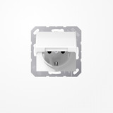Jung SPAS1520KLWW SCHUKO-Steckdose, 16 A 250 V ~, Klappdeckel, Duroplast antimikrobiell, Serie AS, alpinweiß