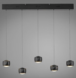 JUST LIGHT BALLINI LED Pendelleuchte Warmweiss Dimmbar 26W 5-fach schwarz 15262-18