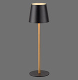 JUST LIGHT EURIA LED AKKU-Tischleuchte Warmweiss Dimmbar 2,5W schwarz/messing IP54 19250-68