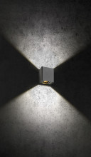 LCD Up & Down Wandleuchte LED 2fach Lichtausfall einstellbar Graphit 2x5W Warmweiss IP54 10,5x10x12cm 5030