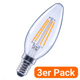 3er-Pack LEDVANCE LED Kerze E14 Classic Filament B40 4.2W 470lm Warmweiss 2700K wie 40W 4099854556050