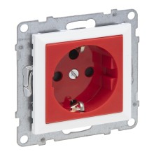 Legrand SEANO Schutzkontakt-Steckdose, internationaler-Standard, verwechslungssicher, Steckklemmen, erhöhter Berührungsschutz, 16A, 250V, Rot, 765022