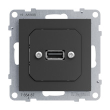 Legrand SEANO USB-Datendose mit Kabel, Einsatz inklusive Abdeckung, USB 3.0, Kabellänge: 15cm, Anthrazit, 765487