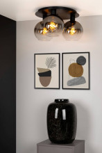 Lucide MARIUS Deckenleuchte 3x E27 Schwarz, Rauchfarbe Grau 74114/03/30