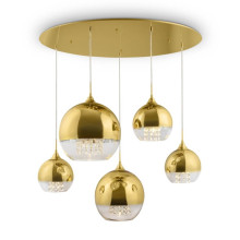 Maytoni Fermi Pendelleuchte, Hängeleuchte 5x E27 Gold Glas