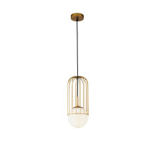 Maytoni Telford Pendelleuchte, Hängeleuchte E27 15cm Gitter-Muster Gold Glas
