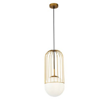 Maytoni Telford Pendelleuchte, Hängeleuchte E27 20cm Gitter Gold Glas